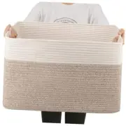 75L Blanket Basket, Cotton Rope Woven Blanket storage for Brown and White