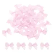 150 Pcs Mini Ribbon Bow 1.2" Mini Fabric Satin Craft DIY Light Pink