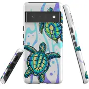 For Google Pixel 6 Pro Case Tough Protective Cover Swimming Turtles