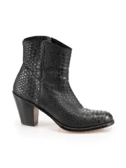 Black Python Leather Cuban Heel Boots