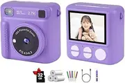 Instant Print Camera for Kids, HD Video, 32GB SD Card, Portable Toy for Girls & Boys Age 3-12, Birthday Gifts (Purple)