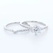 1.41 CTW G-SI1 Round Cut Earth Mined Certified Diamonds Plat Engagement Ring Set