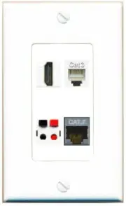 [4 Ports] CAT7 HD PHONE SPEAKER Wall Plate DecorZ White