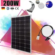 12V 200W Solar Panel Kit Mono Fixed Caravan Camping Boat Battery Charging Power