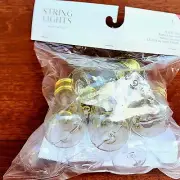 2 pack Target Cafe Mini Bulb String lights Plastic Gold trim Battery Holiday