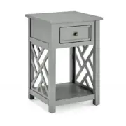 Alaterre Furniture End Table 15.75" W X 23.75" H, Wood Frame W/ Drawer + Shelf