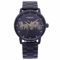 在飛比找樂天市場購物網優惠-COACH 美國頂尖精品經典馬車時尚流行腕錶-黑金-1450