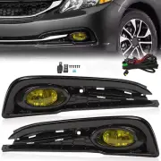 For 2013-2015 Honda Civic Sedan 4-Door Front Yellow Fog Lights Lamps w/ Switch (for: Honda)