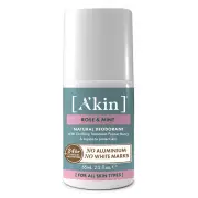 A'kin Natural Deodorant Roll-On - Rose & Mint 65ml