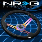 NRG Performance 350mm 3"Deep Dish Black Wood Steering Wheel Neo Chrome Spokes