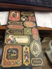 Graphic 45 G45 Christmas Time Decorative ChipBoard Vintage set of 15