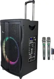 Portable Rechargeable Karaoke Party Speaker w/ Lights & Wireless Microphones