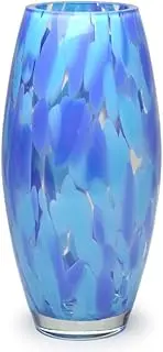 Ca D Oro Glass Vase Blue Confetti Hand Blown Murano-Style Art Glass for Flower and Decor - Model Oliva G