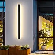 Outdoor Wall Light LED Long Wall Sconce IP67 Waterproof Black Modern Outside Lights Metal Exterior Light Porch Light Patio Yard Garden Villa Living Room Balcony Garage Wall Lamp (100CM,Warm Light)
