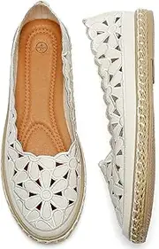[HEAWISH] Women’s Ballet Flat Daisy Round Toe Dress Shoes Casual Slip On Rope Loafer
