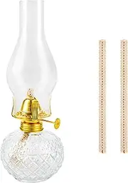 Zhongpu Reach Rustic Oil Lantern Lantern Large Classic Kerosene Lamp for Indoor Use Vintage Kerosene Lamp Indoor Decorative Hurricane Lamp for Home Emergency Lighting or Tabletop Decoration (Clear)