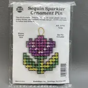 Sequin Sparkler Ornament Pin Kit 5715 Tulip NMI NOS Bar Pin Included Purple