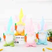 Plush Bunny Gnome Holding Easter Carrot Shelf Sitter