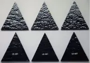 6 BLACK 1 1/8" TALL TRIANGLES BULLSEYE THIN GLASS 90 COE COMPATIBLE FOR FUSION