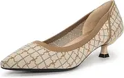 [youngshow] Women Dressy Low Heel Shoes Pointed Toe Knit Slip On Comfortable Kitten Heels Wedding Formal Shoes