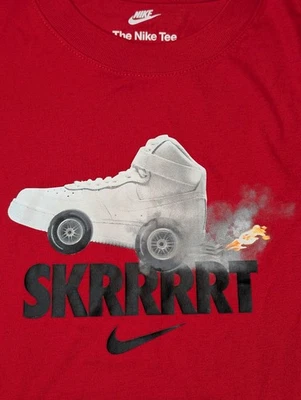 NIKE Boys Kids Swoosh Logo Shoe SKRRT-Shirt Youth XS Red Athletic Tee FZ5154-657