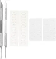 sourcing map 2 Sets Cuticle Pusher Dual Sided, Metal Nail Cuticle Pusher Remover Tool with 100/180 Grit Sandpaper Sheets for Manicure Pedicure Nail Art
