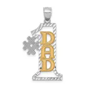 14k Two-tone Gold #1 DAD Diamond-cut Pendant