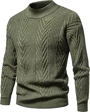 [Qolkmuiy-GJ] Men's Solid Knitted Pullover Sweater Crewneck Waffle Raglan Sleeve Casual Knit Soft Casual Pullovers