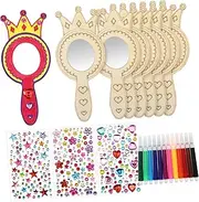 Generic 1 Set Wooden Hand Mirror Handmade DIY Mirror Craft DIY Mirror Craft Princess Party Favors Mirror Handheld Craft Mirrors Mirror DIY Wood Crafts Boxwood