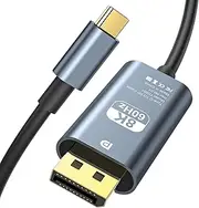 USB C to Displayport Cable 2M [8K 60Hz, 4K 240Hz]，USB-C to DisplayPort 1.4 Cable 32Gbps Display Port to USB C Thunderbolt to Displayport for MacBook Pro/Air iPad iMac iPhone 16