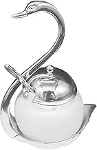 BESTOYARD Swan Shaped with Spoon Elegant Sugar Container for Honey Spices and Condiments Charming European Design for Kitchen and Dining for Breakfast and Desserts
