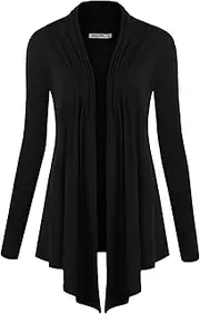 [Lock and Love] LL Womens Long Sleeve Draped Open Front Cardigan