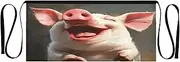 [Joitme] Happy Pig Beige Apron Cooking, Short Apron with Pockets, Aprons for Servers, Happy Pig Beige