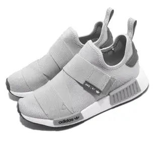 adidas 愛迪達 休閒鞋 NMD_R1 W Strap 女鞋 灰 白 BOOST 襪套 魔鬼氈 三葉草 GW9470