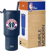 Simple Modern Officially Licensed NBA Wizards 30 oz Tumbler with Flip Lid and Straws | Insulated Cup Stainless Steel | Gifts for Men Women | Trek Collection | Washington Wizards