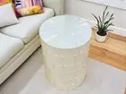 Selenite Stone Corner Table With Badside Table Selenite 16" Stand 3d Style