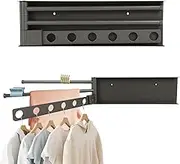Clothes Airer, Foldable Wall Dryer, Wall Mounted Clothes Dryer, Space-Saving, Foldable, 180° Rotatable Wall Clothes Dryer with Towel Rail and Coat Hook for Bathroom Balcony (B)