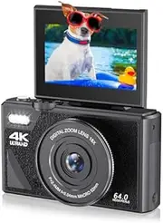 [Bewinner] Retro 64MP Digital Camera, Vintage 4K UHD Vlogging Camera with 18X Zoom, Autofocus, 3 Inch Flip Screen for Travel Photography Vlogging (Black)