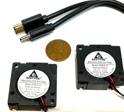 2x USB C PLUG 40mm 5v fan 40mm x 10mm Centrifugal Blower 4010 Gdstime type C C35
