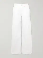 [RE/DONE] RE/DONE - Palazzo Frayed Mid-rise Wide-leg Jeans - White - 30 30 White