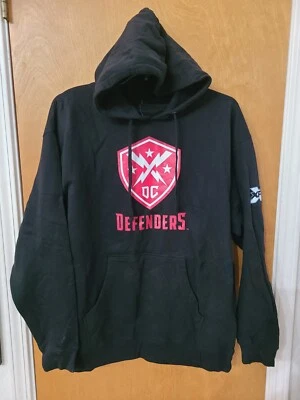 XFL Washington DC Defenders Pullover Hoodie Men’s XL Black Kangaroo Pocket, NWT