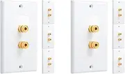 8 Pack Single Gang 1.0 Speaker Wire Wall Plate (Banana Plug Wall Plate) for 1 Speaker, White