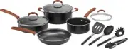 Cuisinart - Aluminum Nonstick 11 Piece Cookware Set - Black