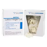 Tech-Med Pre-Rolled Natural White Latex Finger Cots Medium Disposable 144/Bx