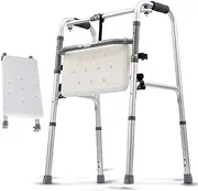 Walker,Lightweight Aluminum Foldable Walking Mobility Aid，Rollator, 2-in-1 Walker with Removable Seat Walking Frame with Wheels Little Surprise
