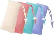 TOBBOMEY Exfoliating Bath Pouch Soap Foaming Net Bags Mesh Soap Bag Secure Drawstring