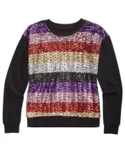 Epic Threads Big Kid Girls Sequin Sweatshirt Deep Black Size Small