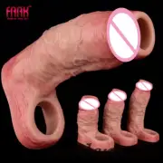 3 Size Silicone Sheath Open-ended Realistic Curved Penis Sleeve Men Enlargement