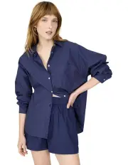 [LMND] Classic Chiara Long Sleeve Shirt in Blue