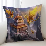 Fantasy Art Dragons Haven in the Mountains Cushion Cover